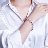 Bracelet Trendy 925 Silver Bangles Ruby Gemstone Diamond Bracelets